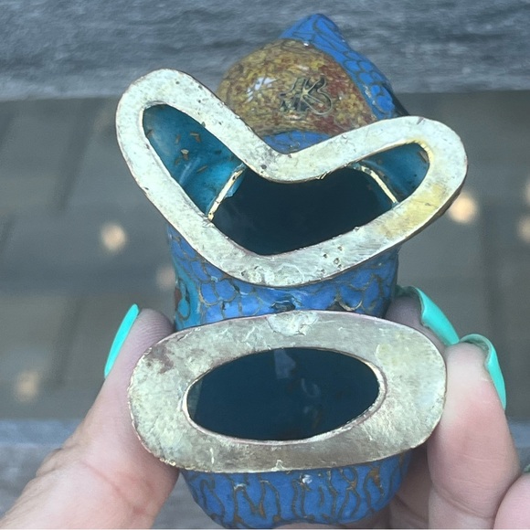 Vintage Cloisonné Blue Cat Figurine - Picture 4 of 6